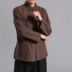 Trung niên Tang phù hợp với quần áo Trung Quốc quần áo cotton nam và vải lanh thô áo dài tay áo quốc gia bọ cạp mặc thường phục quần áo thủy triều quần vải nam Trang phục dân tộc