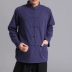 Trung niên Tang phù hợp với quần áo Trung Quốc quần áo cotton nam và vải lanh thô áo dài tay áo quốc gia bọ cạp mặc thường phục quần áo thủy triều quần vải nam Trang phục dân tộc