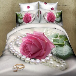 立体家纺纯棉3d四件套1.8米春秋双人大版玫瑰花被套婚庆床上用品
