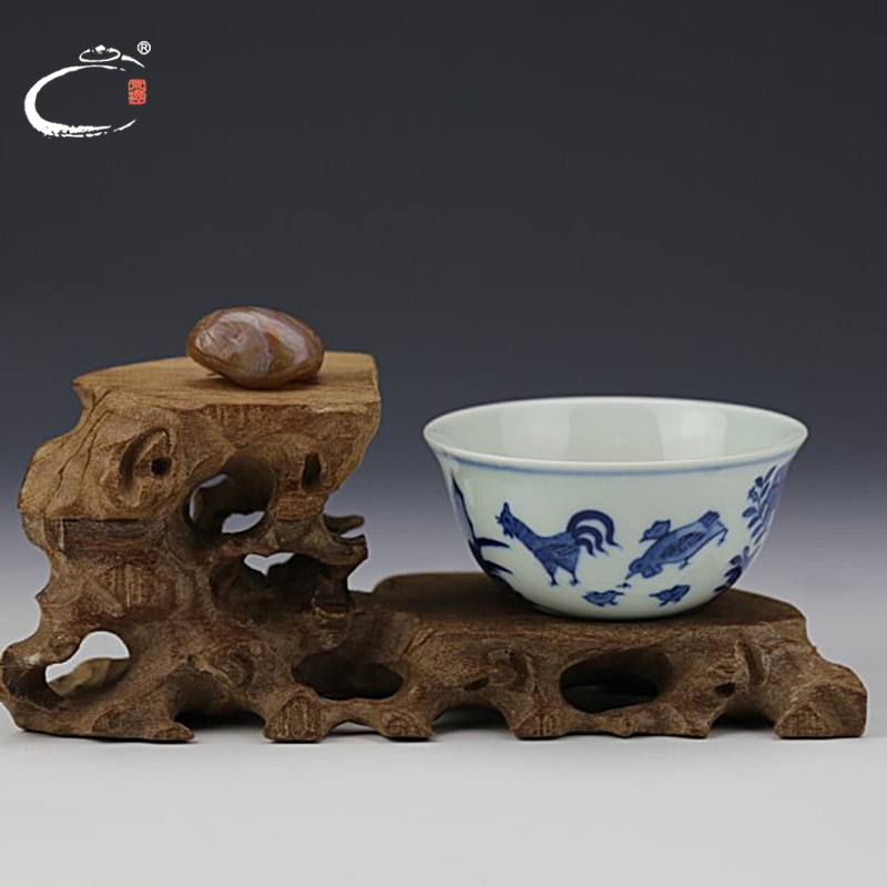 京德 贵和祥手工品茗杯鸡缸杯古代茶杯小茶杯 青花瓷 瓷器 茶具