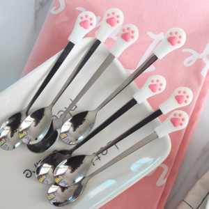 萌猫不锈钢硅胶猫爪勺子