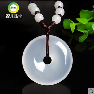 双儿珠宝玉器玉佩项链玉坠白玉髓玉石平安扣玉吊坠男女 假一赔三