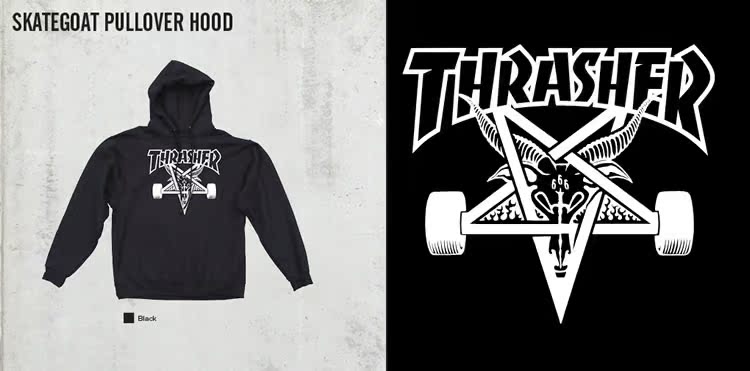 thrasher 经典羊头logo套头卫衣美国潮牌个性情侣同款