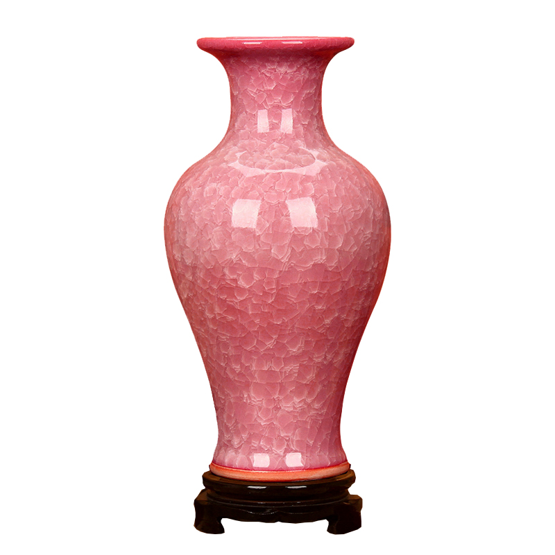 特价仿古官窑裂纹冰片瓷粉色工艺品家居饰品花瓶摆件景德镇陶瓷器
