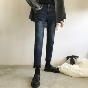 韩版修身小脚九分牛仔裤