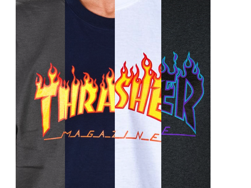 thrasher magazine flame logo 火焰tee 休闲潮牌情侣短袖t恤