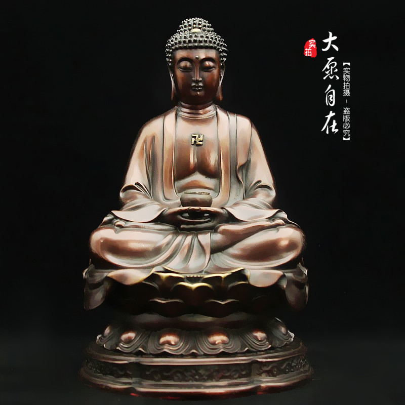 开光台湾祥狮纯铜佛像三宝佛本师释迦摩尼阿弥陀佛药师佛释尊世尊