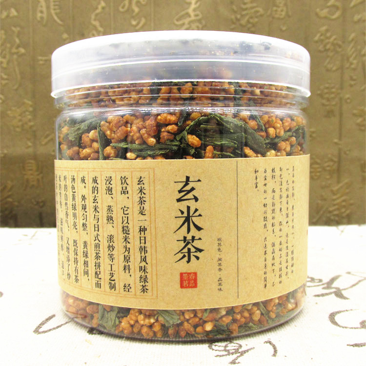 玄米茶 特级出口日本煎茶玄米米茶 蒸青绿茶韩国罐装180克包邮