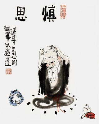 纯手绘斗方客厅中国画人物书法字画古玩励志名人真迹水墨画书房