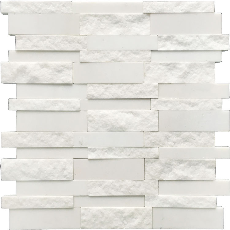 石材马赛克电视背景墙砖立体3d白色文化石天然大理石餐厅玄关瓷砖