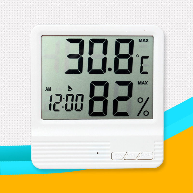 华盛电子数字干湿温度计室内高精度温湿度计家用台式温度表带闹钟
