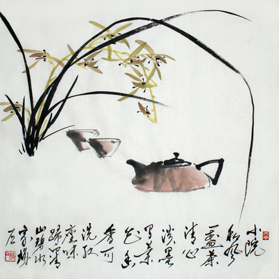 一级画家诗人梅石花鸟国画水仙花手稿画心三尺斗方字画书画