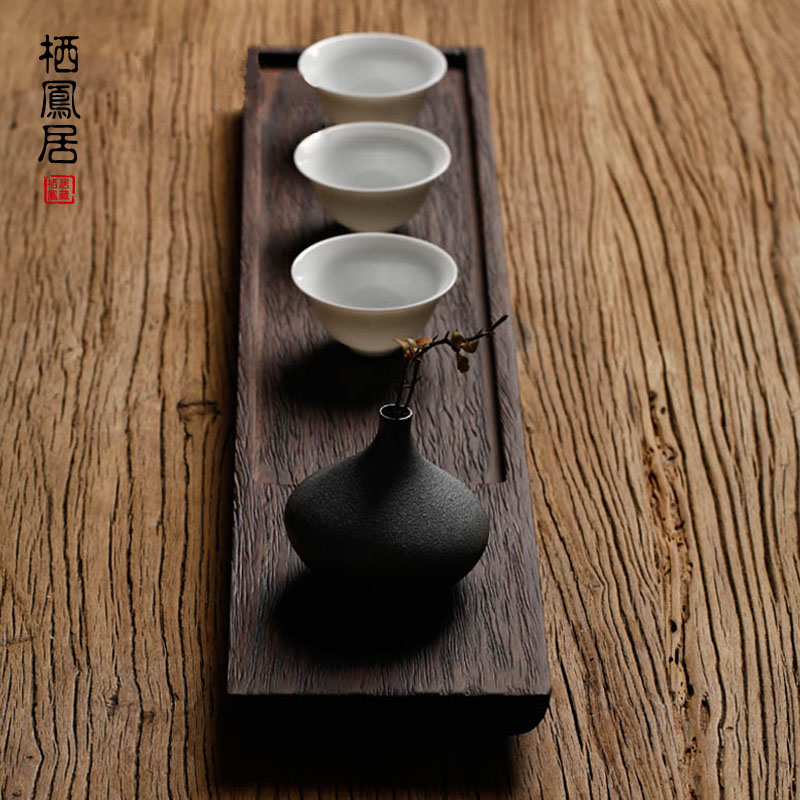 黑檀木茶盘 实木功夫干泡茶盘原木整木蓄水茶台 功夫茶具茶托茶海