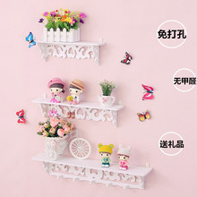 墙壁墙架免打孔 饰搁板壁挂创意隔板简易组装 墙上置物架书架装 特价