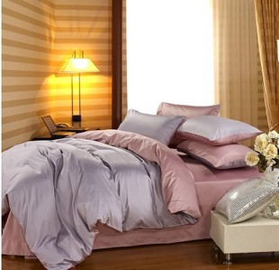 水星家纺四件套全棉纯色贡缎床上用品纯棉被套床单床笠1.8m2.0m