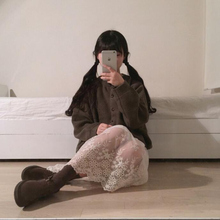 水溶花边背心蕾丝裙女 长袖 韩版 套头毛衣外套 宽松蝙蝠款 秋冬女装