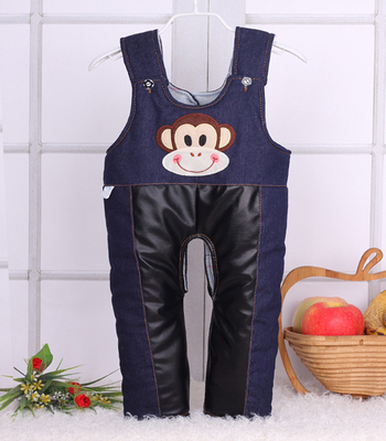 男女宝宝冬款加棉加厚背带裤婴儿连体棉裤男童