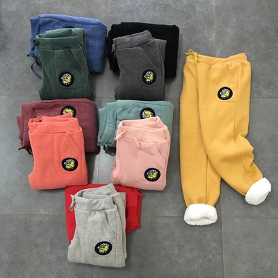 冬加绒卫裤学生运动裤宽松加厚女生裤子韩版休