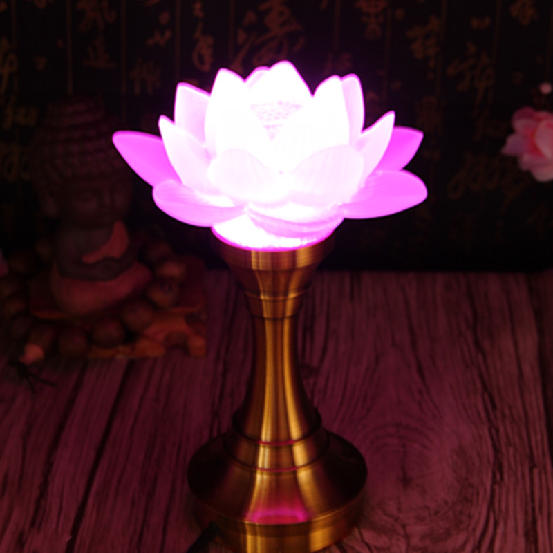 佛教用品 七彩琉璃莲花灯 led莲花灯佛堂供灯供佛灯长明灯佛具