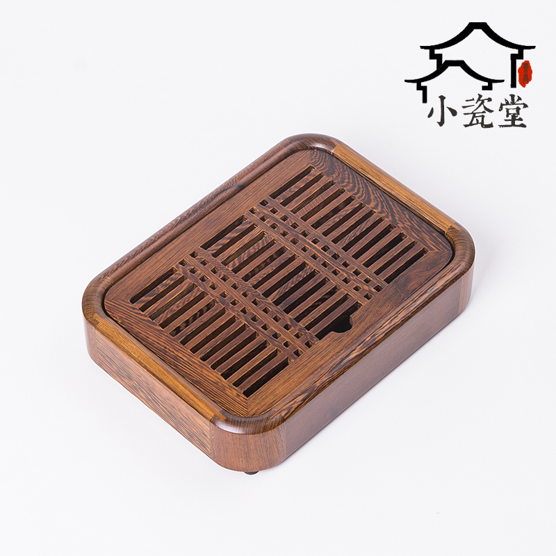 鸡翅木茶盘功夫茶具盛水小号黑檀木茶台托盘竹制茶海蓄水实木茶盘