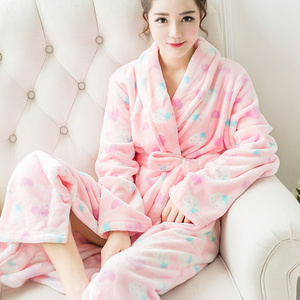 冬季加长珊瑚绒睡袍