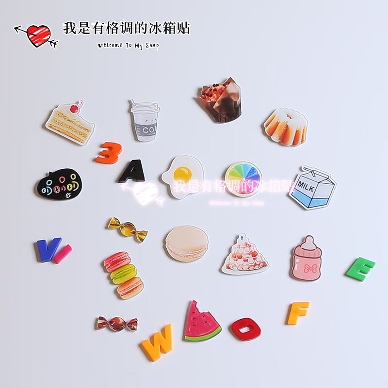 冰箱贴 磁贴创意 亚克力日本卡通可爱萌物装饰挂件磁性磁力贴一套