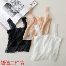 吊带背心女 夏季白色少女打底防走光蕾丝裹胸抹胸内衣性感美背短款
