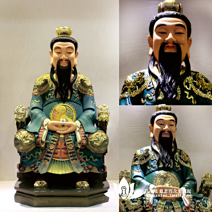 三漫陀 树脂彩绘佛像 上清灵宝天尊 玉清道教菩萨摆件 三清道祖