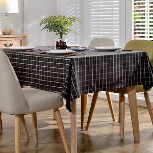 美式黑白格子防水桌布