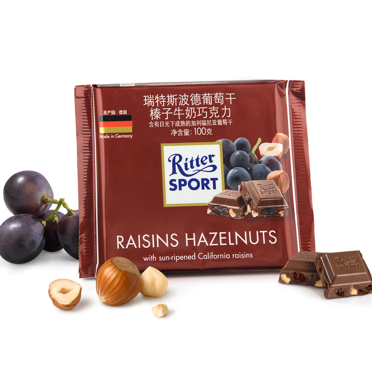 临期促销德国进口ritter sport瑞特斯波德运动夹心巧克力100g零食