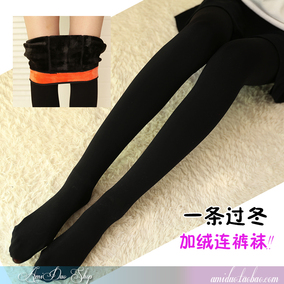 一条过冬棉质抽条连裤袜 浅灰色加绒加厚保暖加档女士