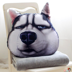 3D哈士奇狗狗可拆洗靠垫
