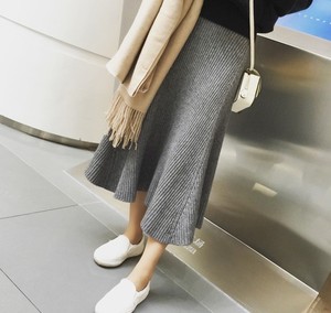 不规则针织长裙大摆裙