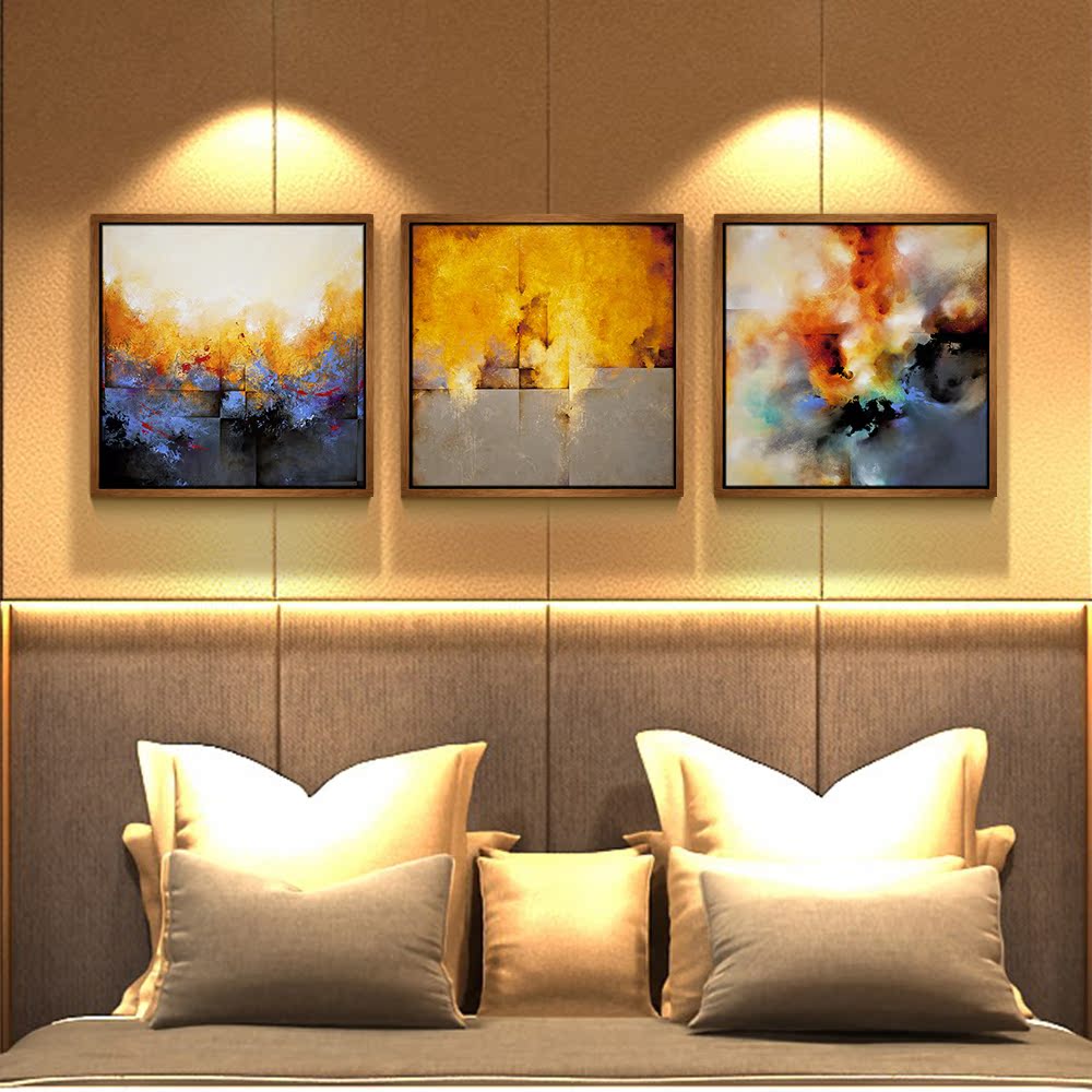 抽象装饰画现代简约客厅沙发挂画三联画餐厅组合过道墙画壁画幻象