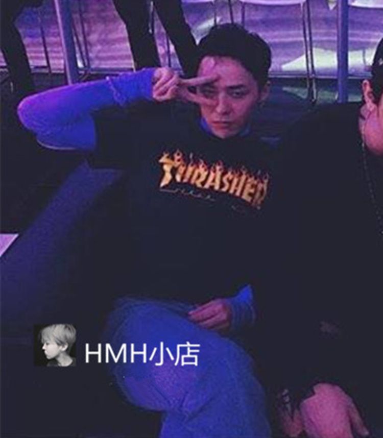 bigbang权志龙gd同款蕾哈娜ins同款火焰字母情侣短袖t恤打底衫潮
