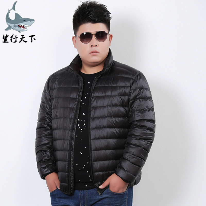 新品秋冬加肥加大码男士轻薄羽绒服立领胖人羽绒袄特大号肥佬外套