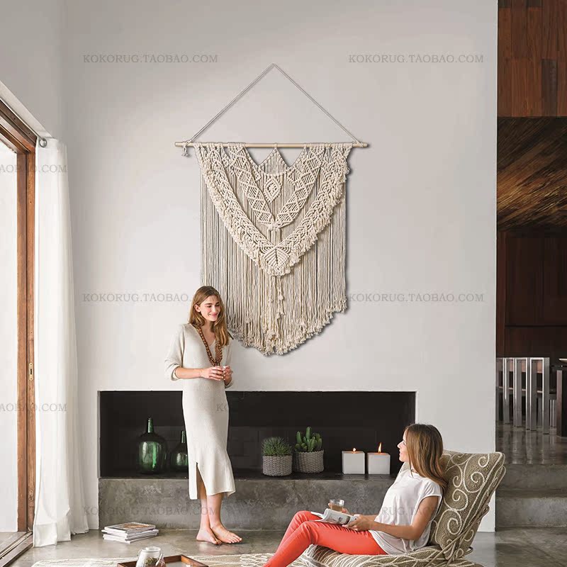 原创北欧艺术手工编织挂毯 墙壁装饰客厅卧室民族波西米亚风壁毯