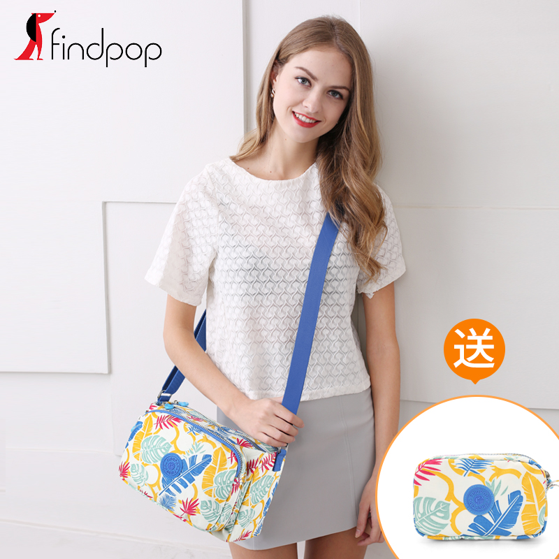findpop尼龙女包斜挎包帆布印花单肩包防水牛津布包布艺休闲包包