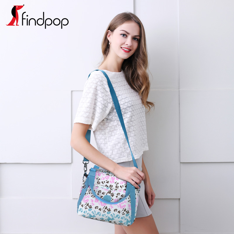 findpop新款印花手提包帆布包单肩斜挎女包时尚休闲百搭尼龙布包