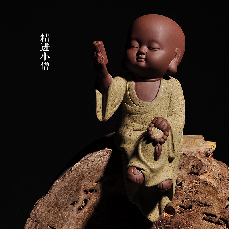 金团 茶宠摆件紫砂茶宠茶玩创意小和尚精品茶宠茶盘摆件家居饰品