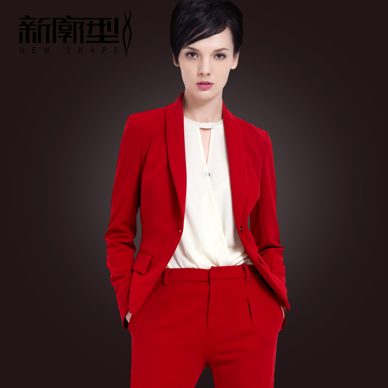 新廓型2017秋装新款红色小西装外套女装短款修身休闲西服上衣春秋