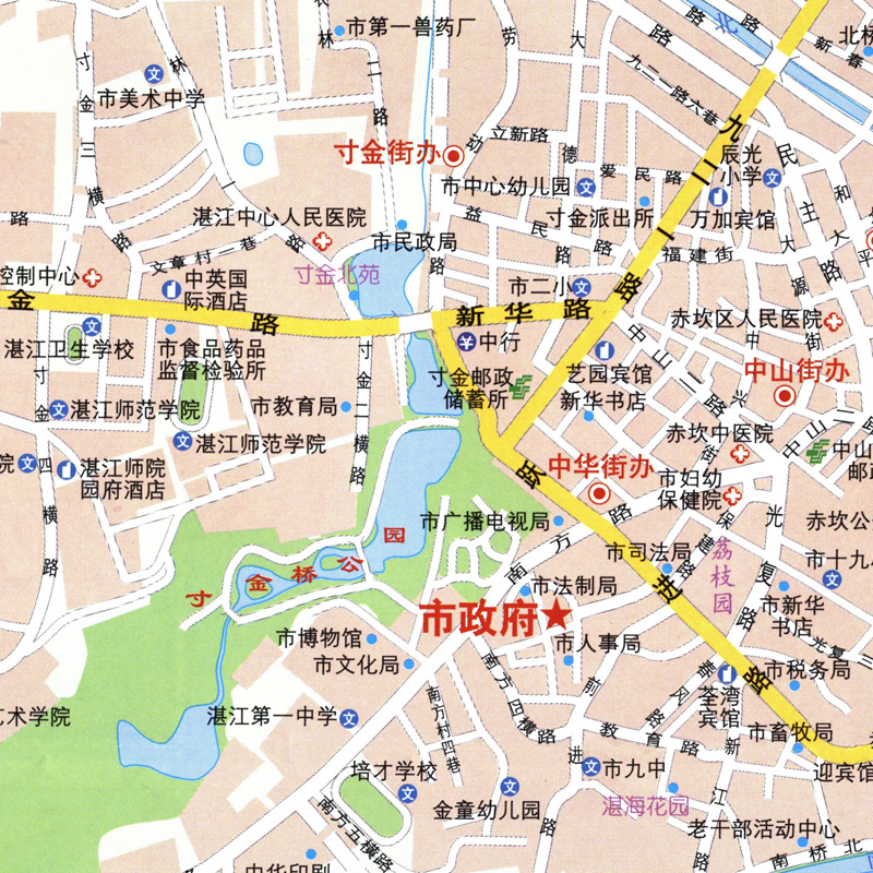 湛江指南地图 湛江市地图 广东省湛江交通旅游指南地图展开87x57厘米