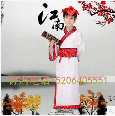 儿童汉服书童古装男女中小学生三字经弟子规诵读表演出服装国学服