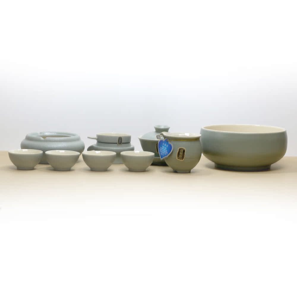 福建德化 瓷器 灰石头釉茶具套件 茶海茶洗茶杯网架盖碗烟缸