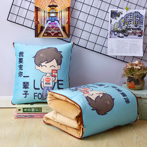 冬季加厚车载抱枕被子两用