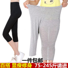女加肥加大码 外穿显瘦纯棉胖mm5分9分裤 莫代尔七分打底裤 夏季薄款