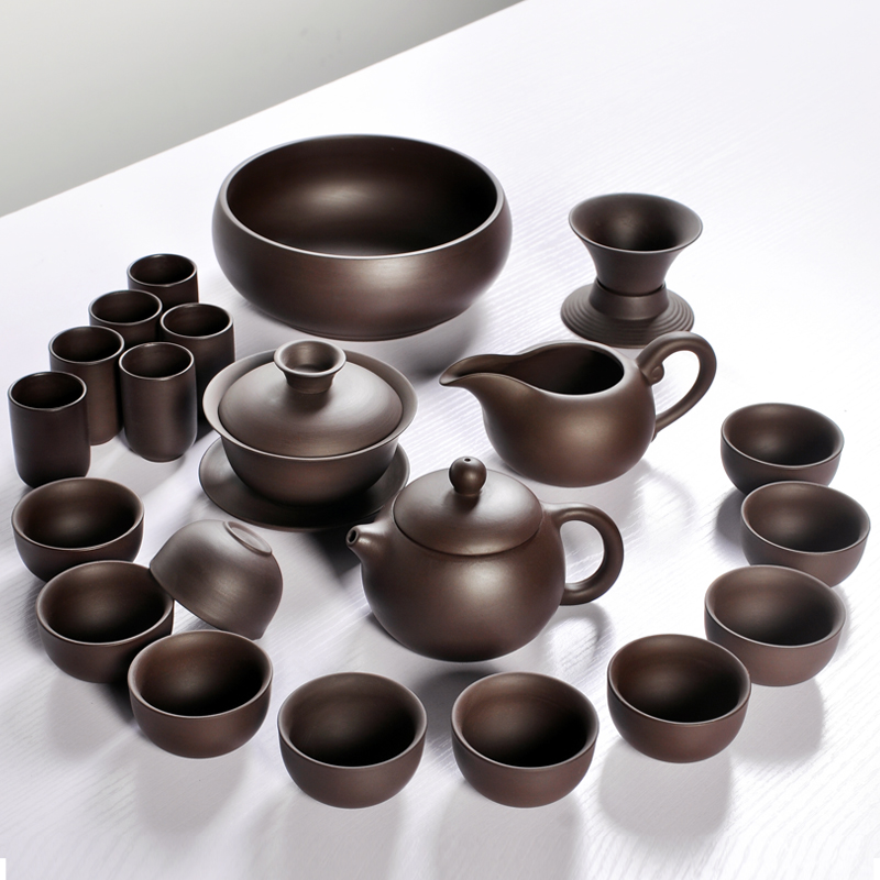 宜兴紫砂功夫茶具套装正宗原矿老紫泥西施壶整套茶杯茶壶礼盒订制