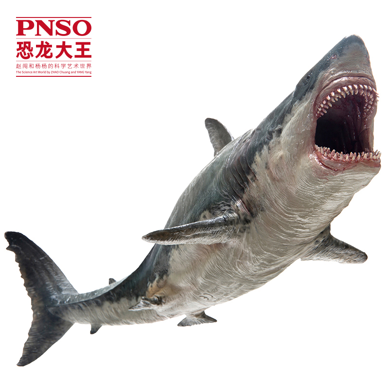 pnso恐龙大王 仿真动物模型 水怪玩具巨齿鲨大鲨鱼龙王鲸买2送书