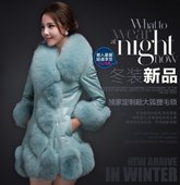 显瘦狐狸毛领大码 皮衣 羽绒服中长款 冬海宁修身 皮草外套女2017新款