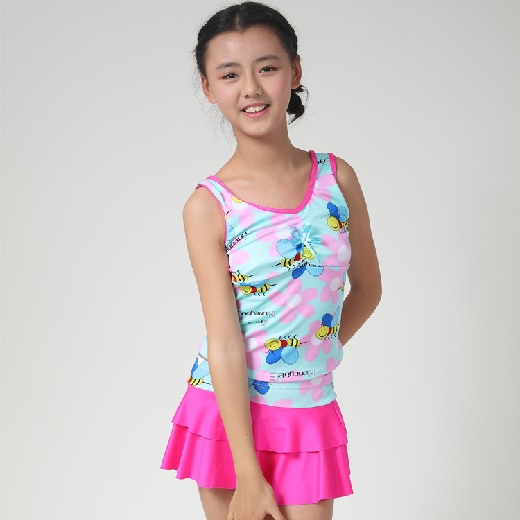 8-12岁儿童碎花泳衣女童分体中大童裙式韩国可爱女孩泳衣